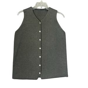 Isda & Co Sweater Vest Gray Merino Wool Clean Girl Minimalist Academic Medium
